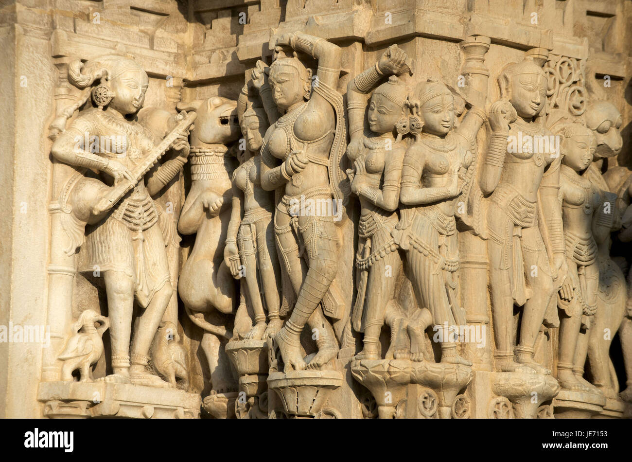 India, Rajasthan, Udaipur, Jagdish temple, relief, medium close-up, Stock Photo