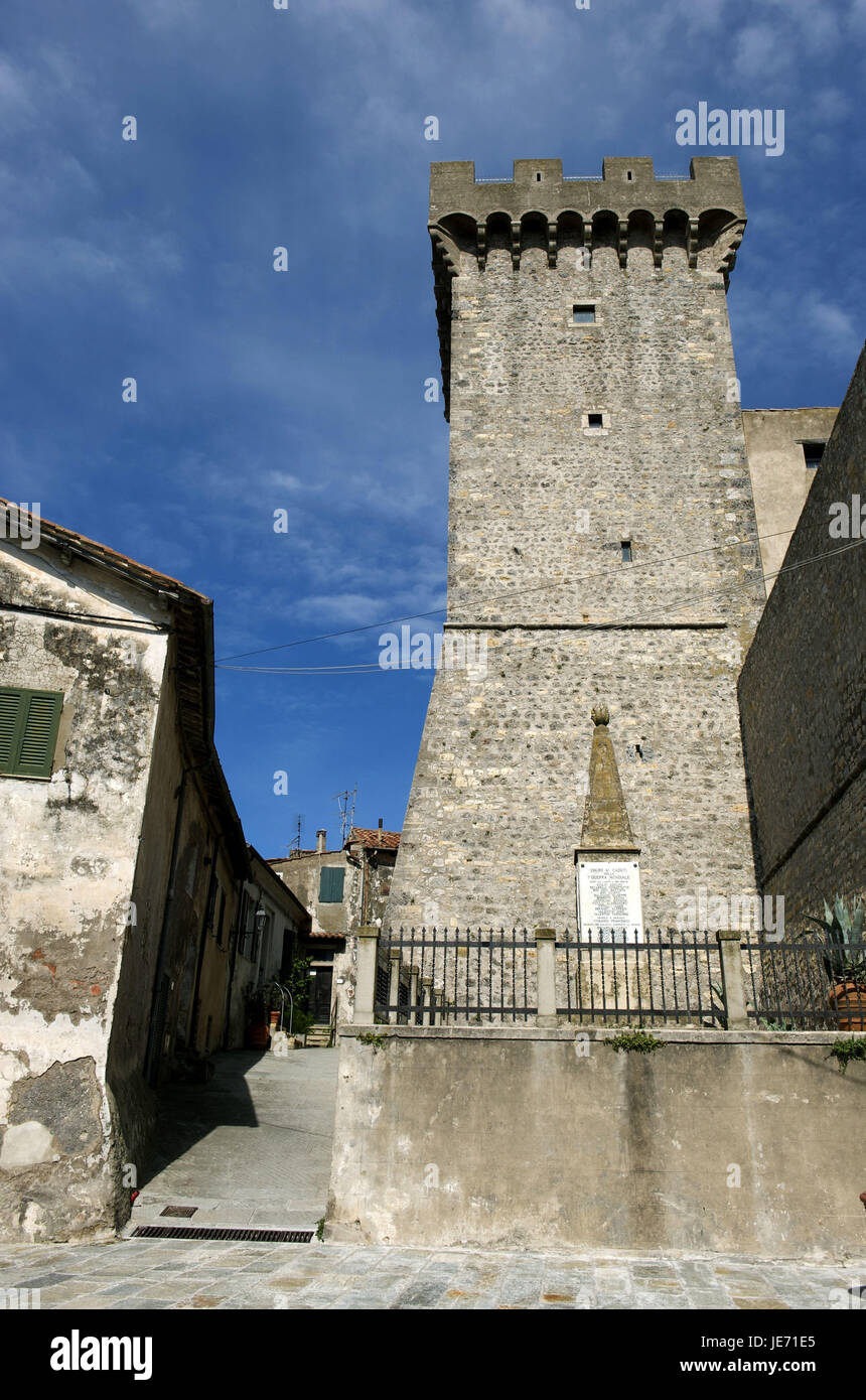 Italy, Tuscany, La Maremma, Capalbio, tower from brick, Stock Photo