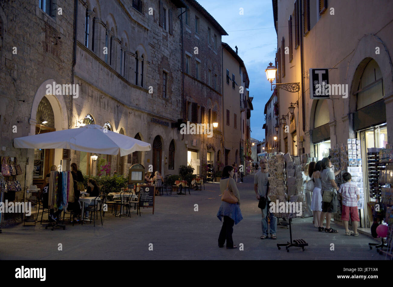 Italy, Tuscany, La Maremma, Massa Marittima, Old Town, shops and street cafes, Stock Photo
