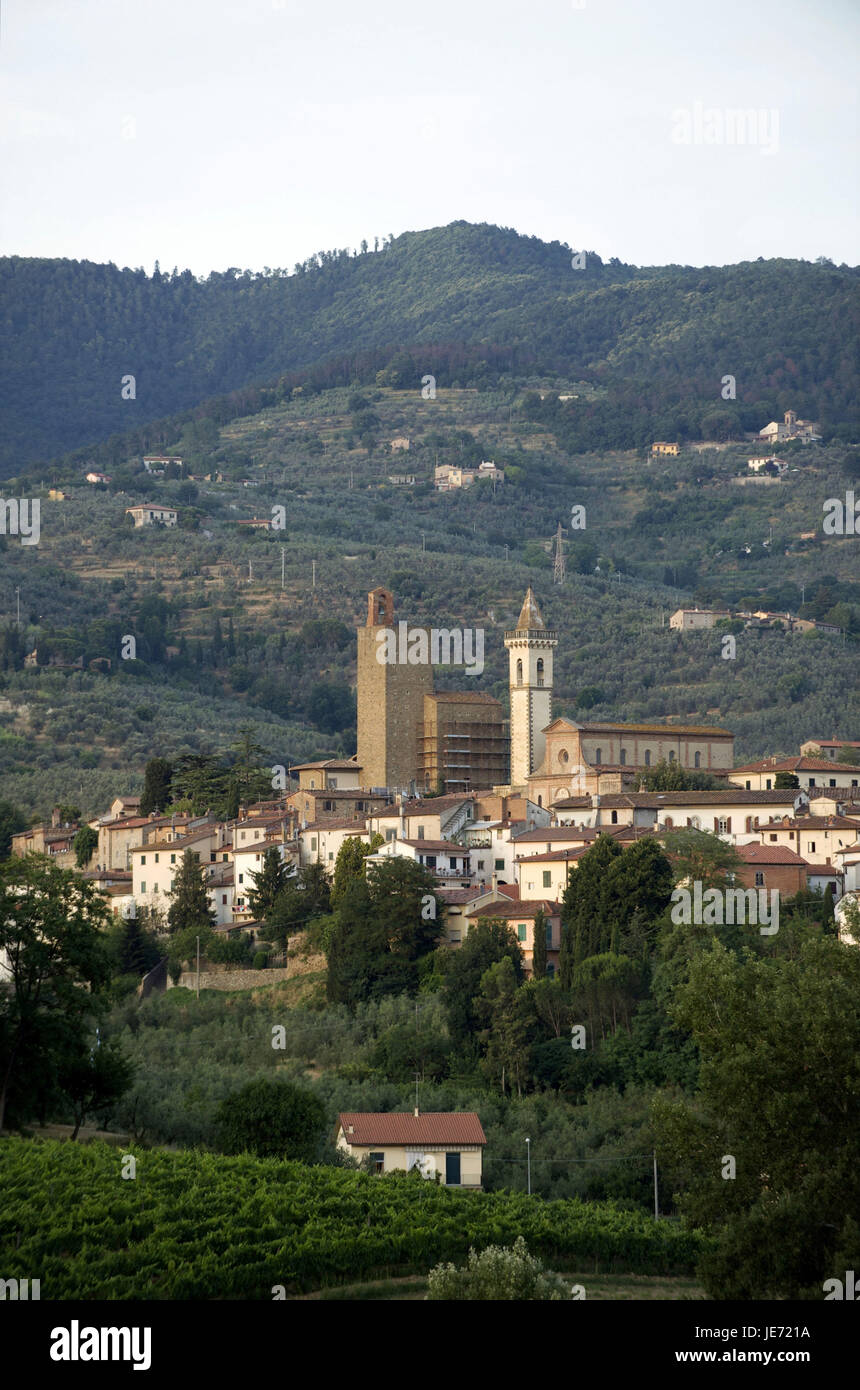 Italy, Tuscany, Arno Tal, view at Vinci, Stock Photo
