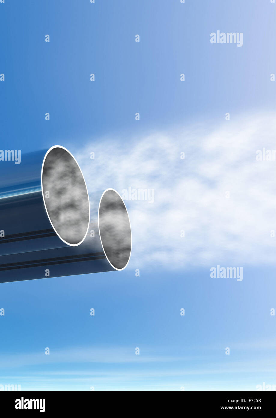 Exhaust and pouring out exhaust gases, light clouds of smoke, Stock Photo