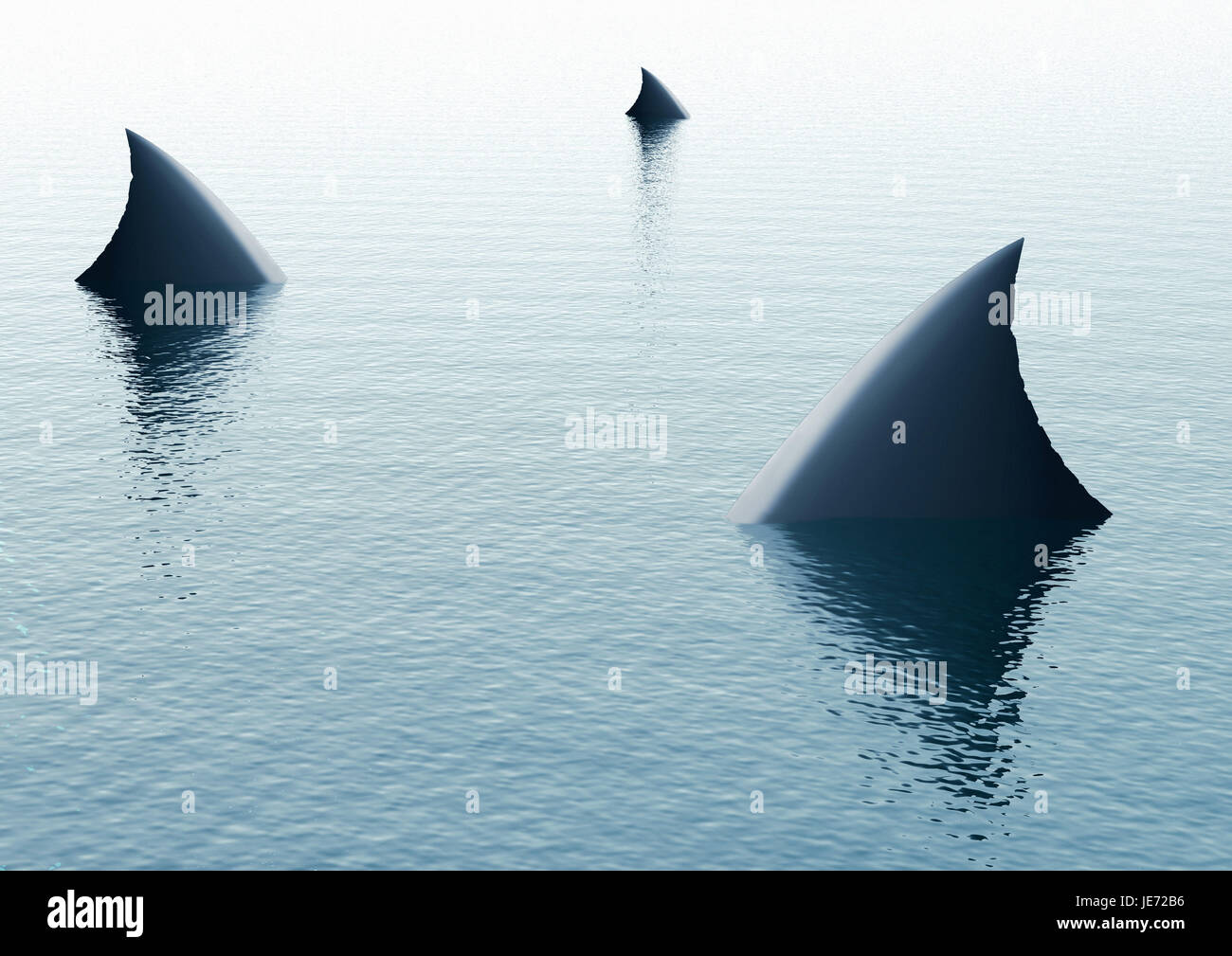 Shark fins, water surface Stock Photo Alamy