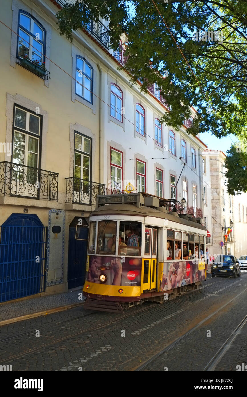 Lisbon Portugal Tram 28 Trolley Transportation Stock Photo