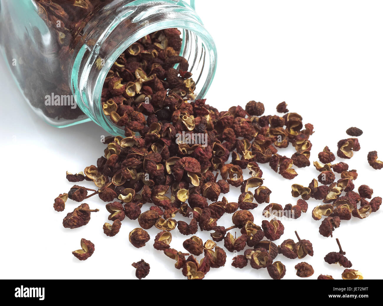 Sichuanpfeffer, Zanthoxylum piperitum, Asian spice, white background, Stock Photo