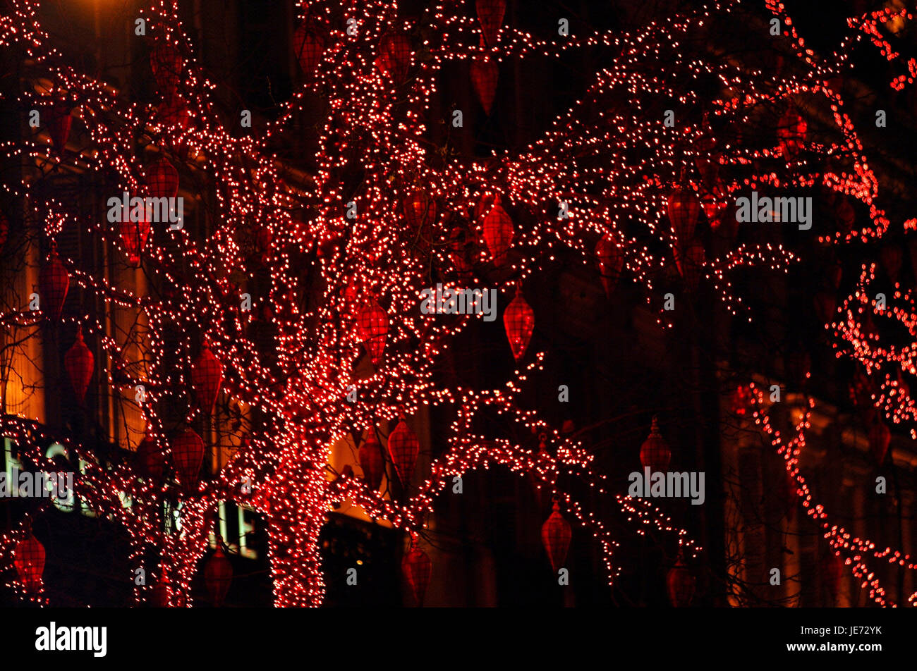 Christmas lighting, gallery Lafayette, boulevard of househusband, Paris, France, Stock Photo