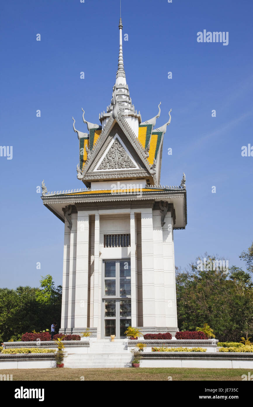 Cambodia, Phnom Penh, Choeung Ek, Killing Fields, Gedächtnis-Stupa for the offerings the red Khmer, Stock Photo