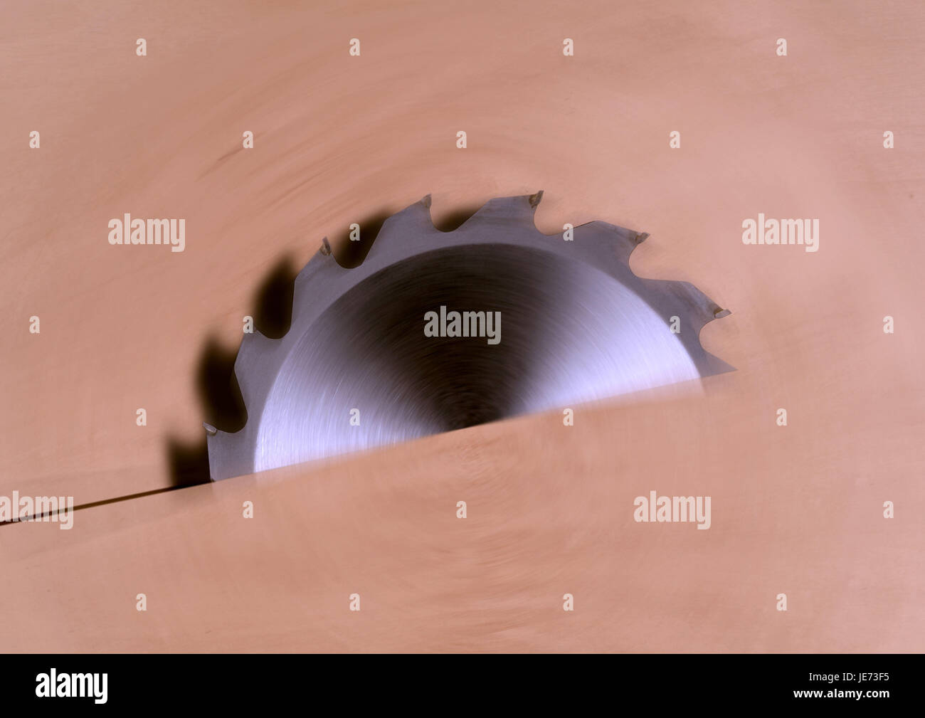 Circularsaw blade in wooden springboard Stock Photo Alamy
