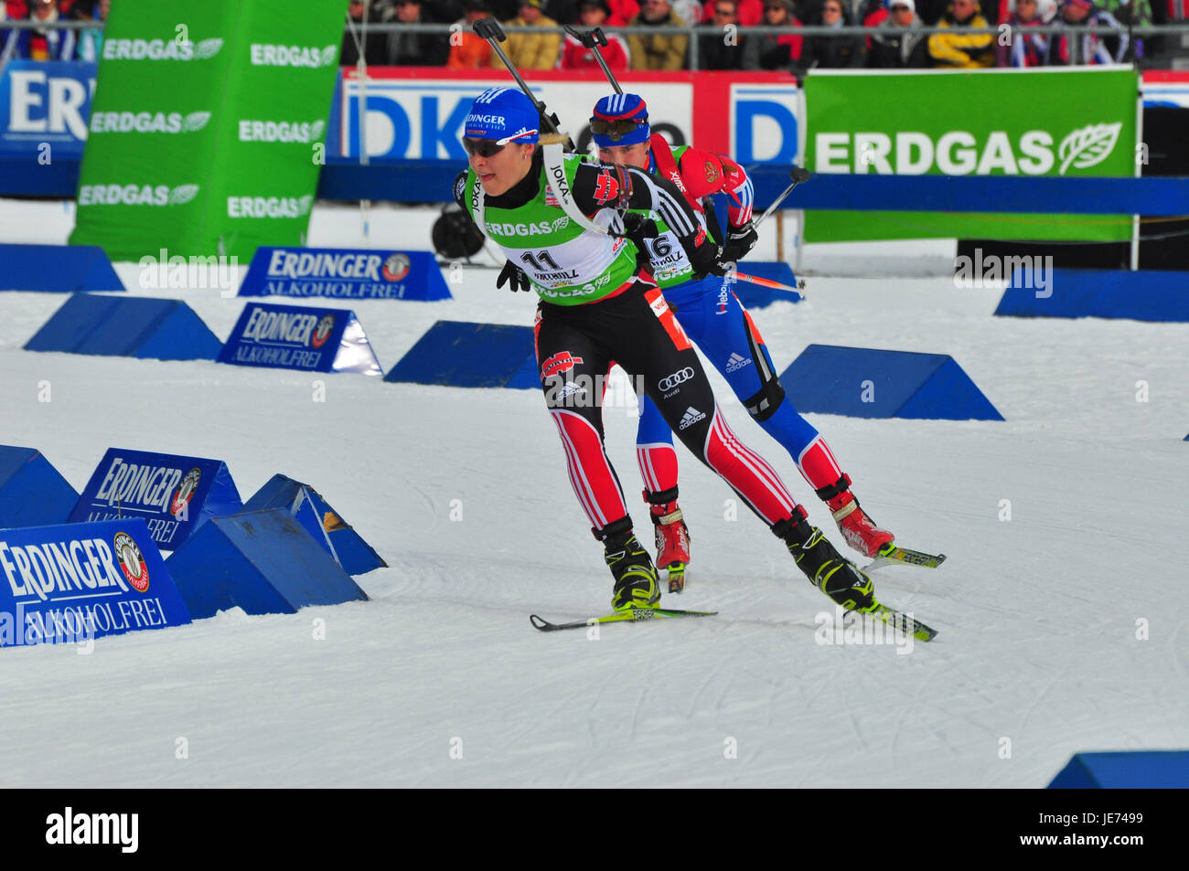 Winter sports, biathlon, world cup, Antholz, athletes, penal lap, Stock Photo