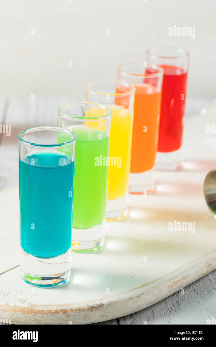 Colorful Alcoholic Rainbow Shots REady to Drink Stock Photo Alamy