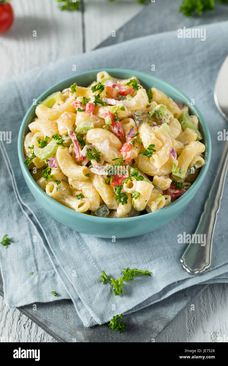Yummy Homemade Macaroni Salad with Tomato Onion Celery and Parsley