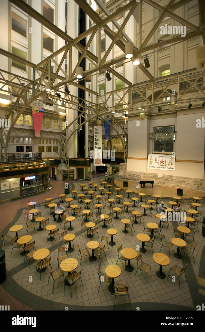 The USA, America, Washington D.C, Down Town, restaurant in the interior of the old post-office building, Stock Photo