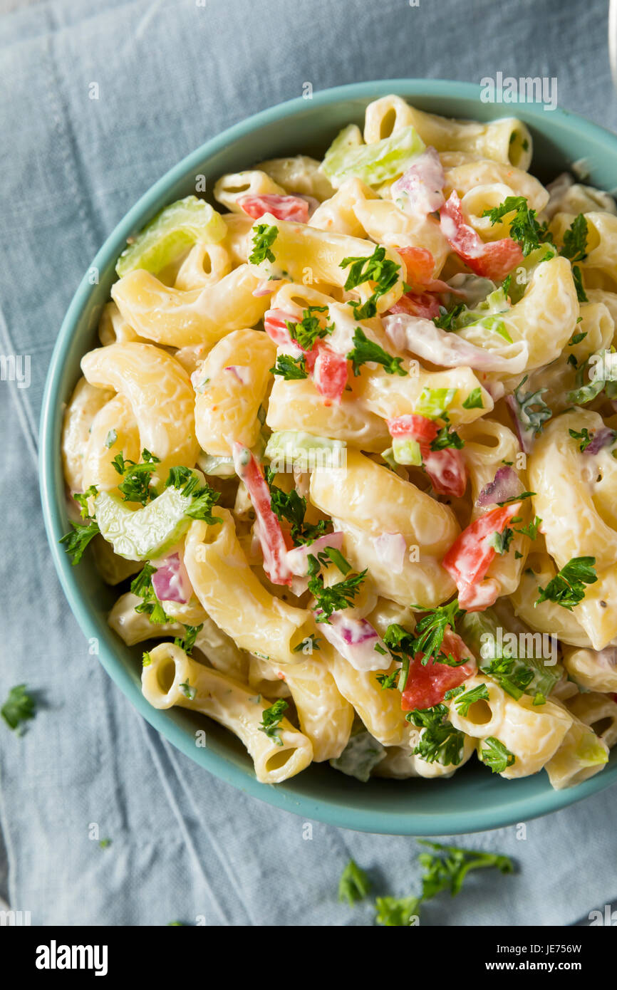 Yummy Homemade Macaroni Salad with Tomato Onion Celery and Parsley