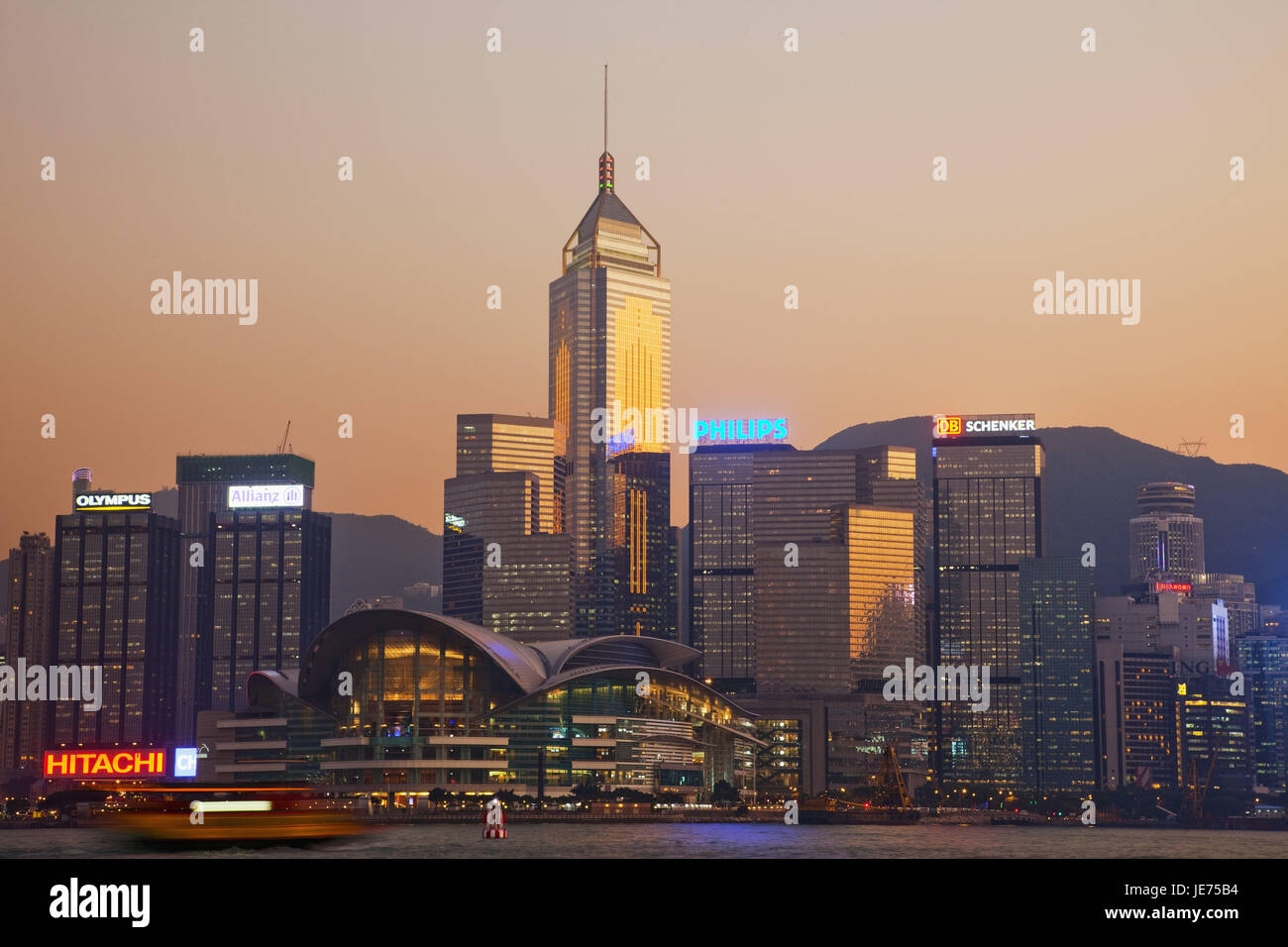 China, Hong Kong, Wanchai area, skyline, dusk Stock Photo - Alamy