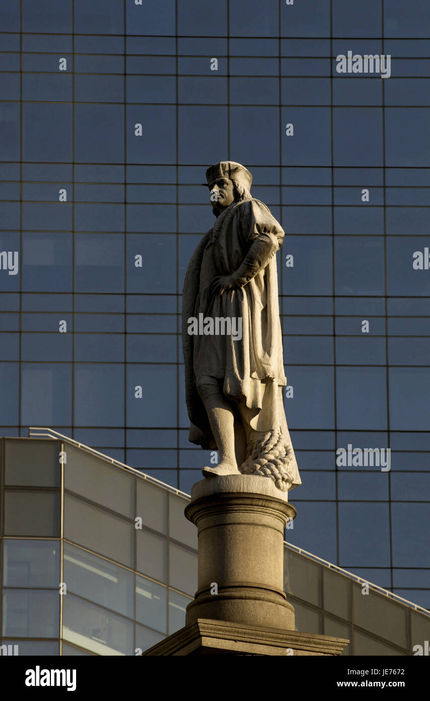 The USA, America, New York, Manhattan, Columbus Circle, statue of Christoph Columbus, Stock Photo