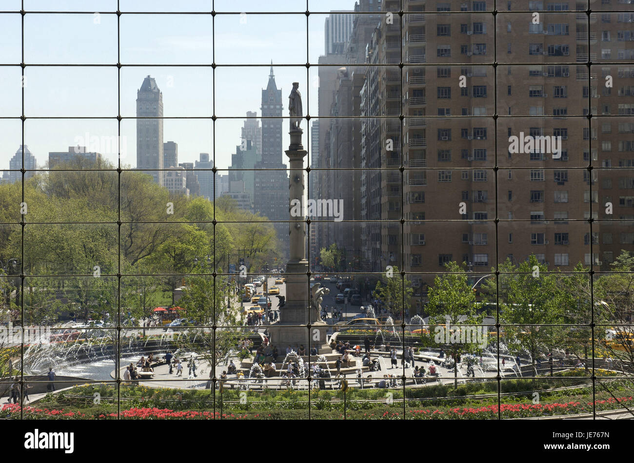 The USA, America, New York, Manhattan, Columbus Circle, time Warner centre, view by the glass front, Stock Photo
