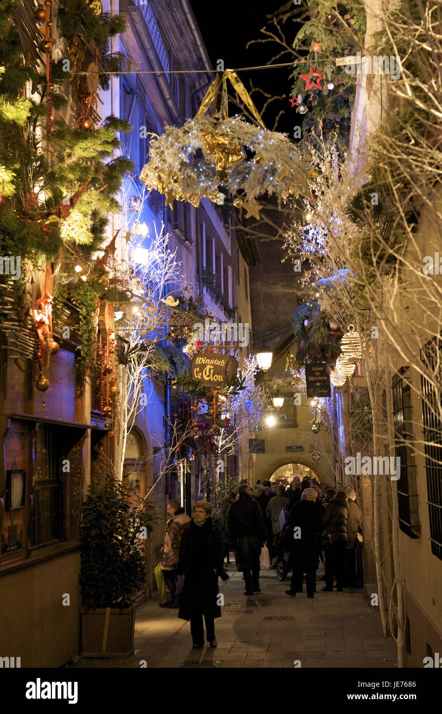 Europe, France, Alsace, Strasbourg, Rue you Chaudron to the yule tide, Stock Photo