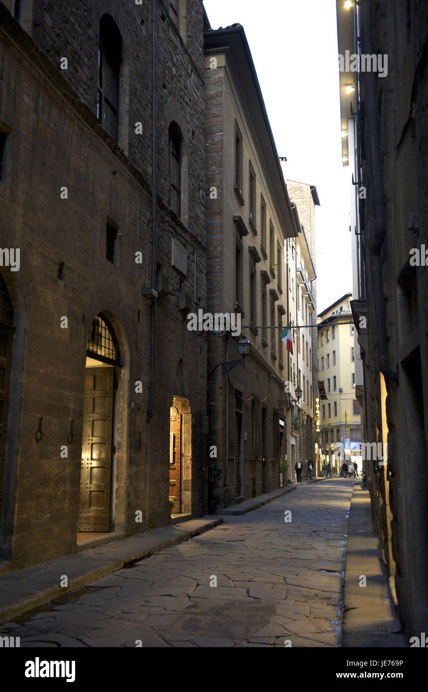 Italy, Tuscany, Florence, Borgo Ss. Apostoli, narrow lane, Stock Photo
