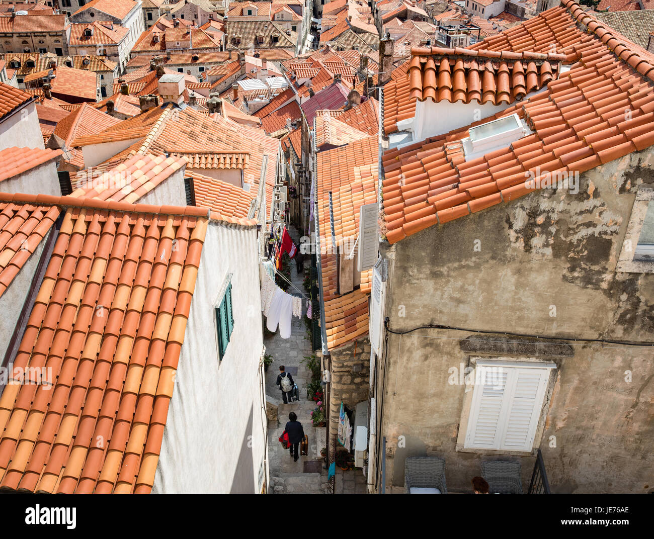 View from the massive defensive walls enclosing the beautiful red ...