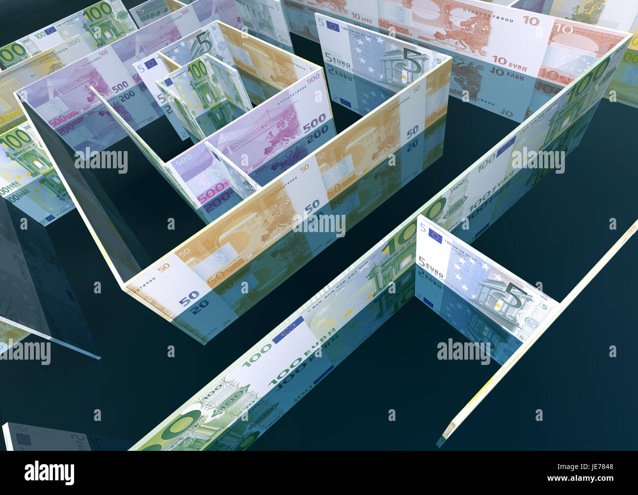 Labyrinth from euronotes, Stock Photo