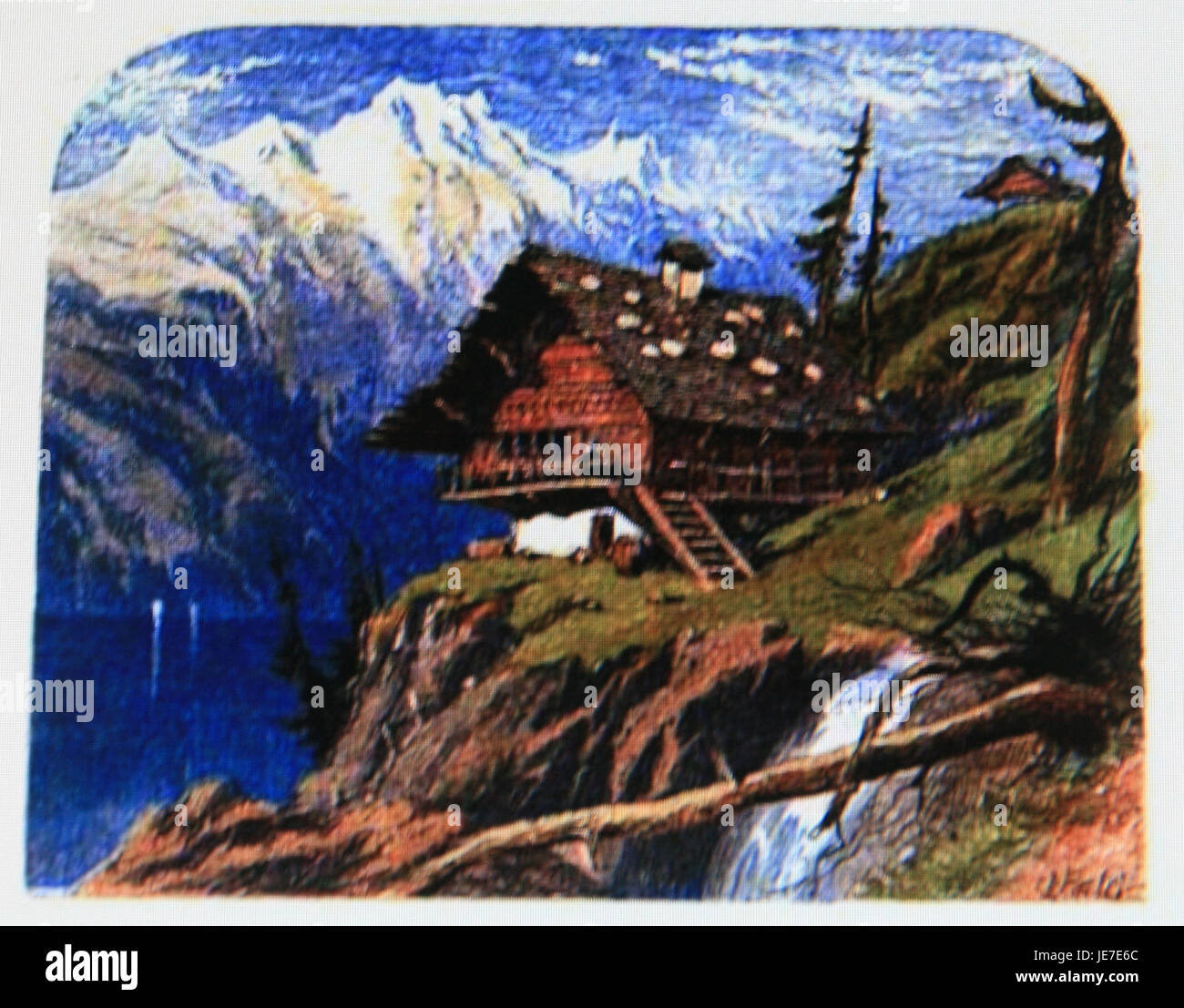 Alps. Illustration of Oliver Goldsmith's poems by Edmund Evans Stock Photo