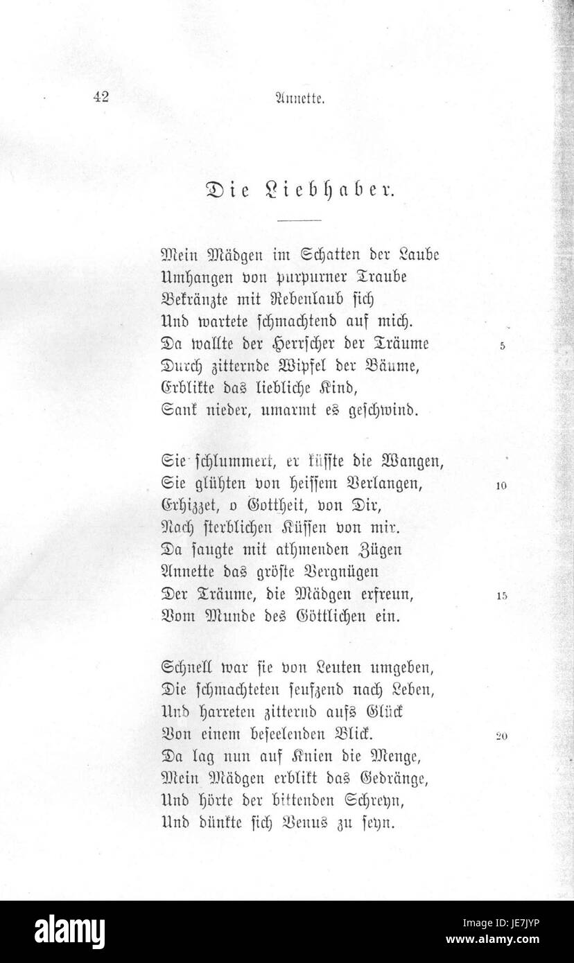 A piece by Johann Wolfgang von Goethe, featuring the Annette Druck text ...