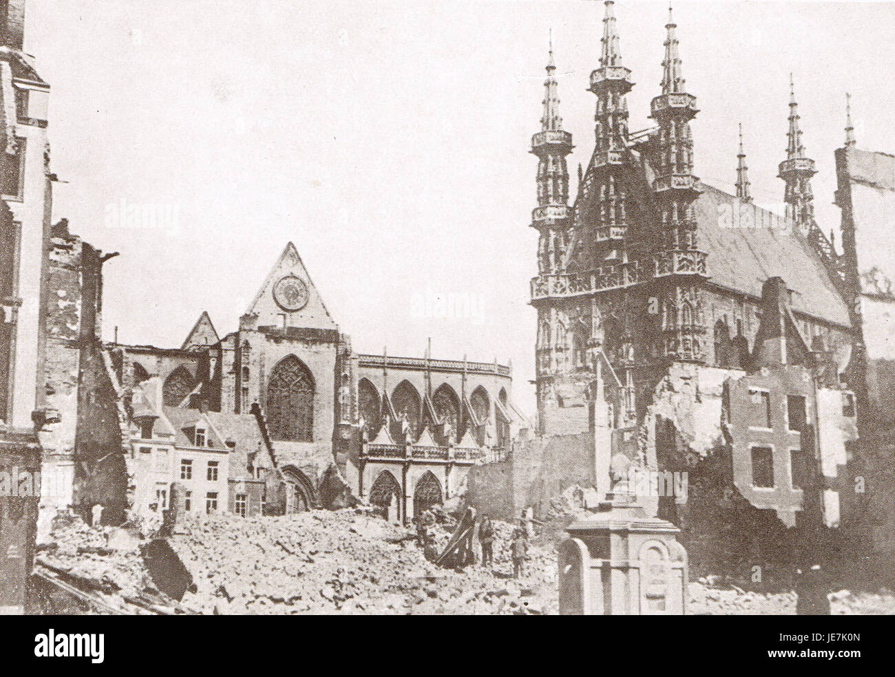 Destruction of Louvain  AKA Leuven, WW 1, 1914 Stock Photo