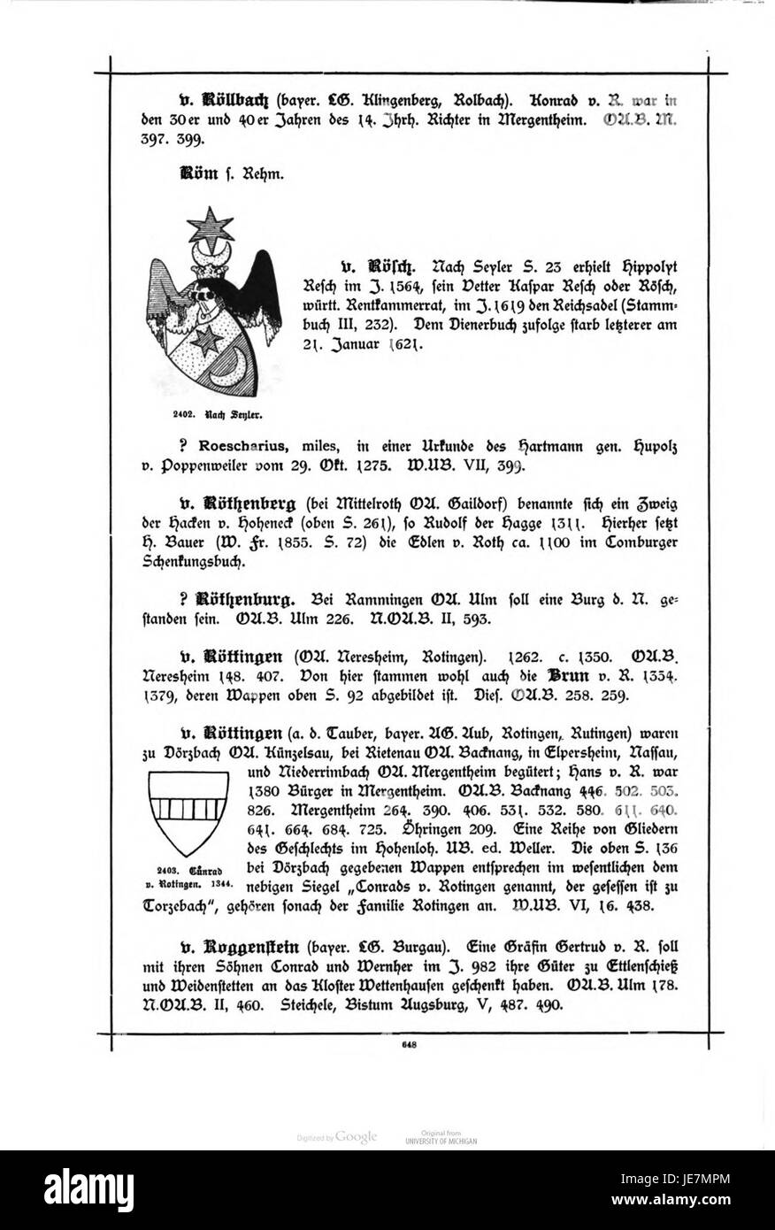 A reference to a volume of the Württemberg Nobility and Coat of Arms ...