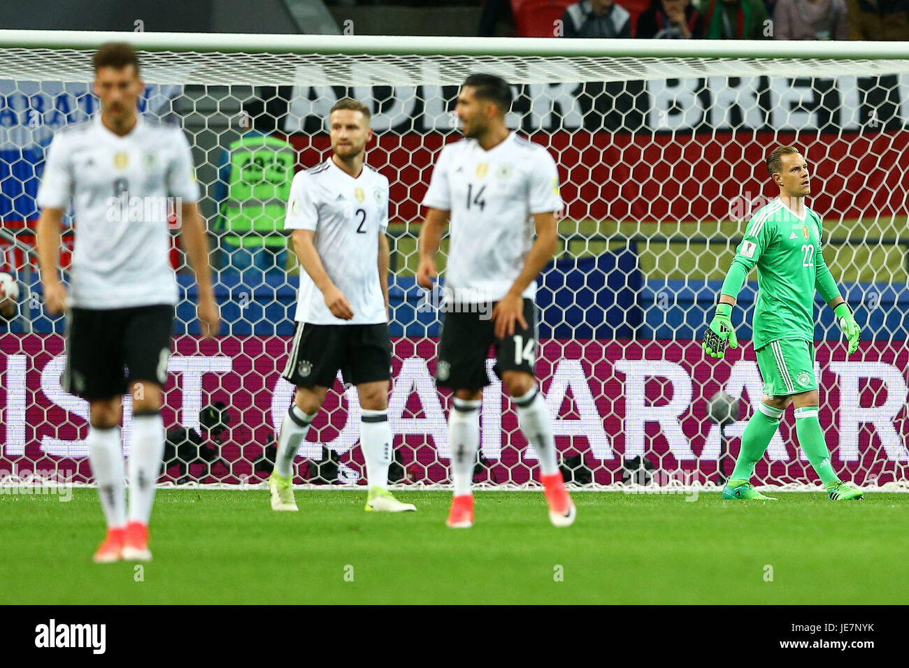 Kazan, Russia. 22nd Jun, 2017. Marc-Andre Ter Stegen of Germany regrets a goal conceded during Germany-Chile match valid for the second round of the 2017 Confederations Cup on Thursday (22) held at the Kazan Arena in Kazan, Russia. Credit: Foto Arena LTDA/Alamy Live News Stock Photo