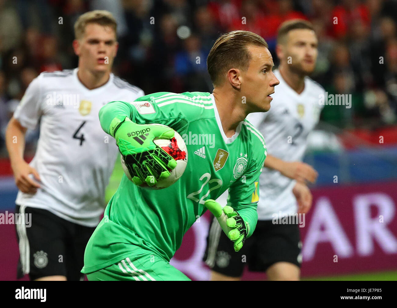 Kazan, Russia. 22nd June, 2017. German goalkeeper Marc-Andre ter Stegen in action during the Group B preliminary stage soccer match between Chile and Germany at the Confederations Cup in Kazan, Russia, 22 June 2017. Photo: Christian Charisius/dpa/Alamy Live News Stock Photo