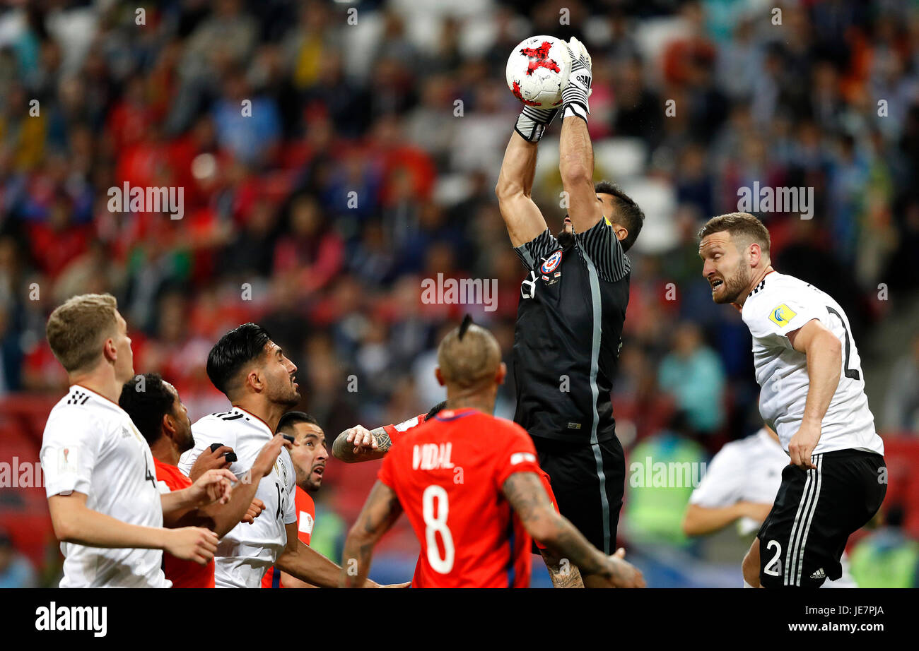 Kazan, Russia. 22nd Jun, 2017. Goalkeeper Johnny HERRERA of Chile during a match between Germany and Chile is valid for the second round of the 2017 Confederations Cup on Thursday (22) held at the Kazan Arena in Kazan, Russia. Credit: Foto Arena LTDA/Alamy Live News Stock Photo