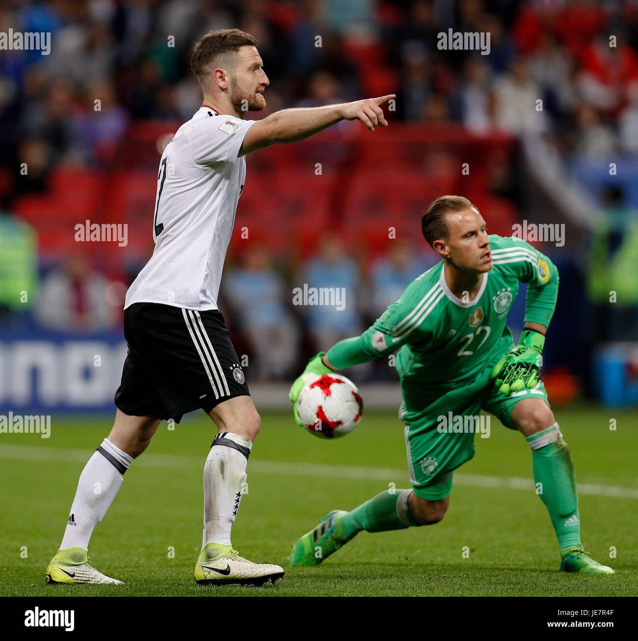 Kazan, Russia. 22nd Jun, 2017. MUSTAFI Shkodran from Germany and TER STEGEN Marc-Andre from Germany during a match between Germany and Chile valid for the second round of the 2017 Confederations Cup on Thursday (22) held at the Kazan Arena in Kazan, Russia. Credit: Foto Arena LTDA/Alamy Live News Stock Photo