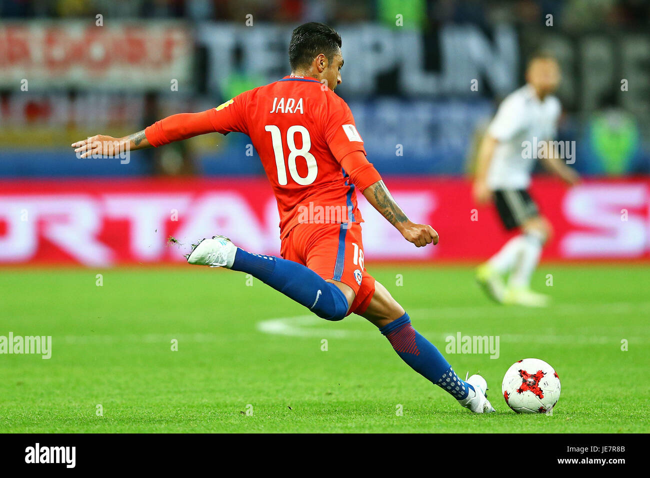 Kazan, Russia. 22nd Jun, 2017. Gonzalo Jara of Chile during a match between Germany and Chile valid for the second round of the Confederations Cup 2017 on Thursday (22) held at the Kazan Arena in Kazan, Russia. Credit: Foto Arena LTDA/Alamy Live News Stock Photo