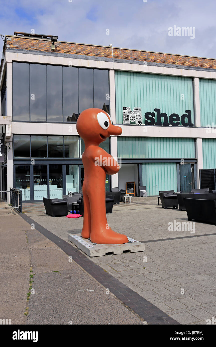 Bristol, UK. 22nd June, 2017. A statue of cartoon character Morph stands outside M Shed museum on the city’s harbourside. Morph first appeared on television in 1977 and as part of his 40th birthday celebrations, the character is being used to raise funds for The Grand Appeal, a charity which supports Bristol Children’s Hospital. Keith Ramsey/Alamy Live News Stock Photo