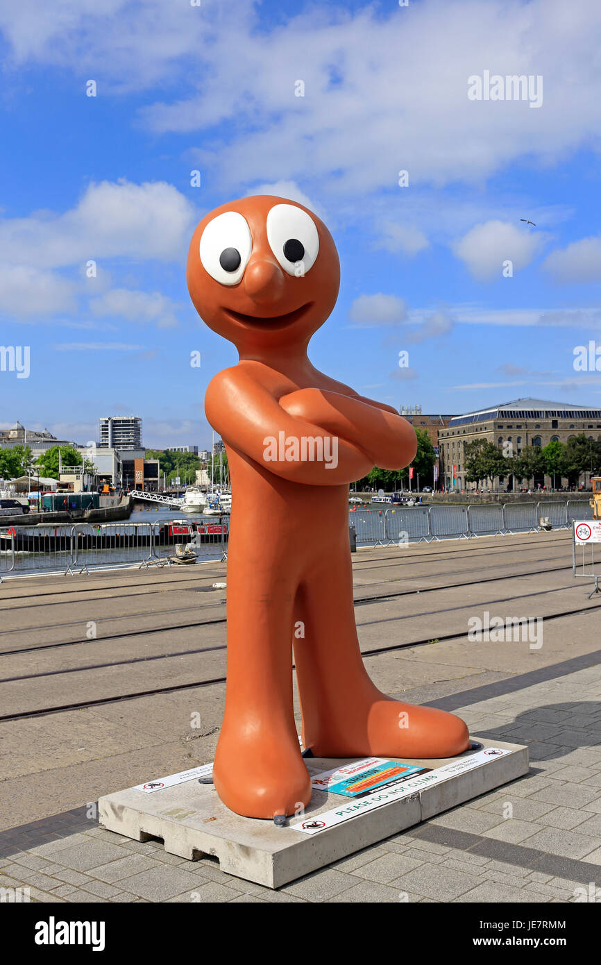 Bristol, UK. 22nd June, 2017. A statue of cartoon character Morph stands outside M Shed museum on the city’s harbourside. Morph first appeared on television in 1977 and as part of his 40th birthday celebrations, the character is being used to raise funds for The Grand Appeal, a charity which supports Bristol Children’s Hospital. Keith Ramsey/Alamy Live News Stock Photo