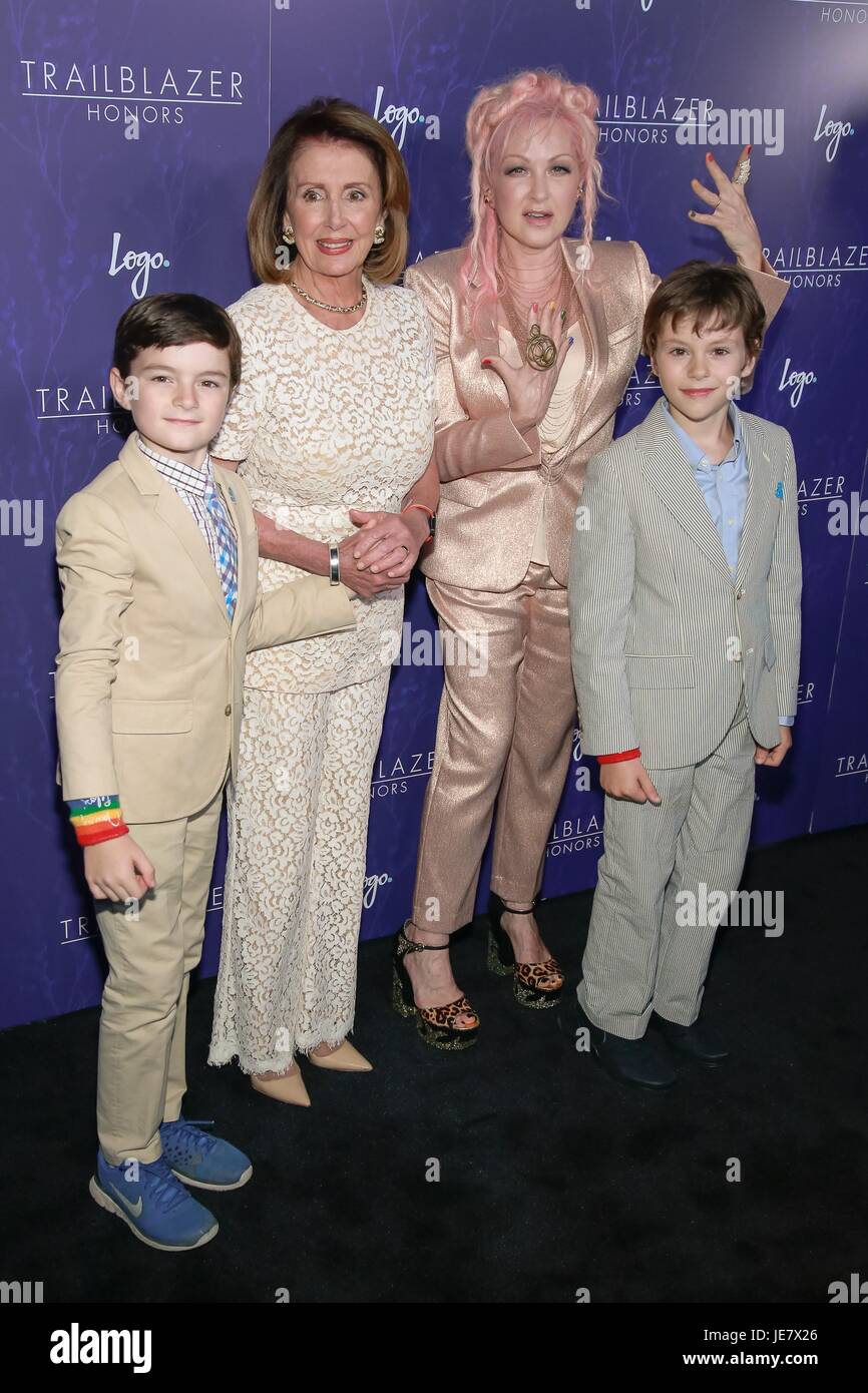 New York, NY, USA. 22nd June, 2017. Guest, Nancy Pelosi, Cyndi Lauper, Guest at arrivals for LOGO'S Trailblazer Honors, The Cathedral of St. John the Divine, New York, NY June 22, 2017. Credit: Jason Mendez/Everett Collection/Alamy Live News Stock Photo