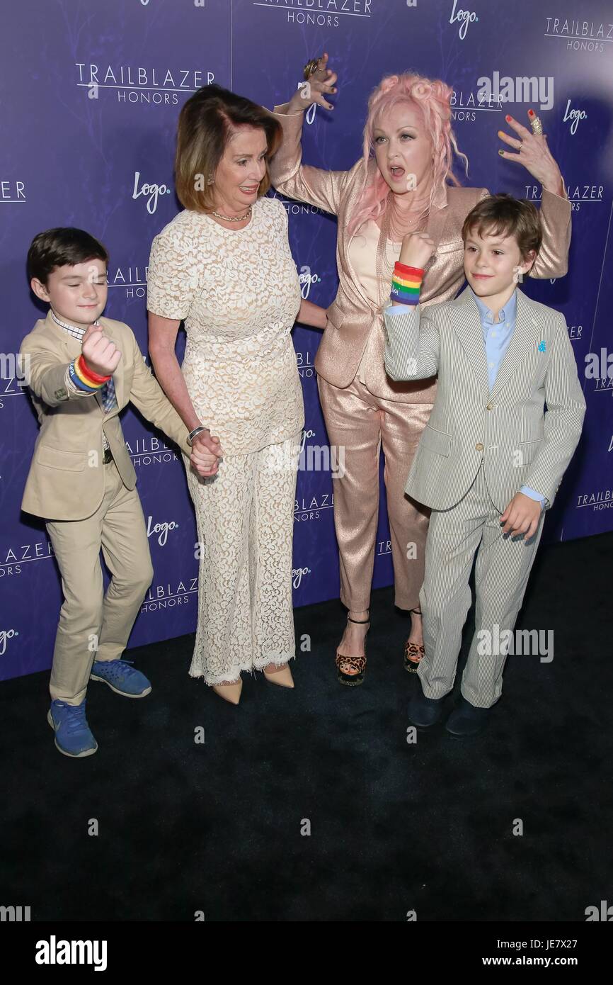 New York, NY, USA. 22nd June, 2017. Guest, Nancy Pelosi, Cyndi Lauper, Guest at arrivals for LOGO'S Trailblazer Honors, The Cathedral of St. John the Divine, New York, NY June 22, 2017. Credit: Jason Mendez/Everett Collection/Alamy Live News Stock Photo