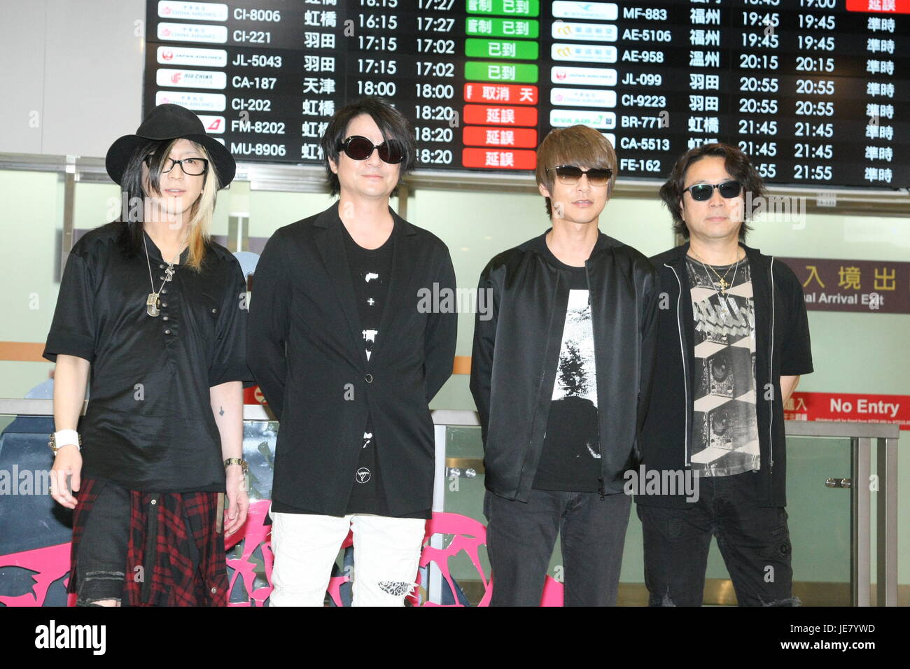 Taipei. 22nd June, 2017. GLAY's lead singer TERU, guitarist HISASHI, bass player JIRO and drummer TOSHI arrived Taiwan for the Golden Melody Awards in Taipei, Taiwan, China on 22th June, 2017.(Photo by TPG) Credit: TopPhoto/Alamy Live News Stock Photo