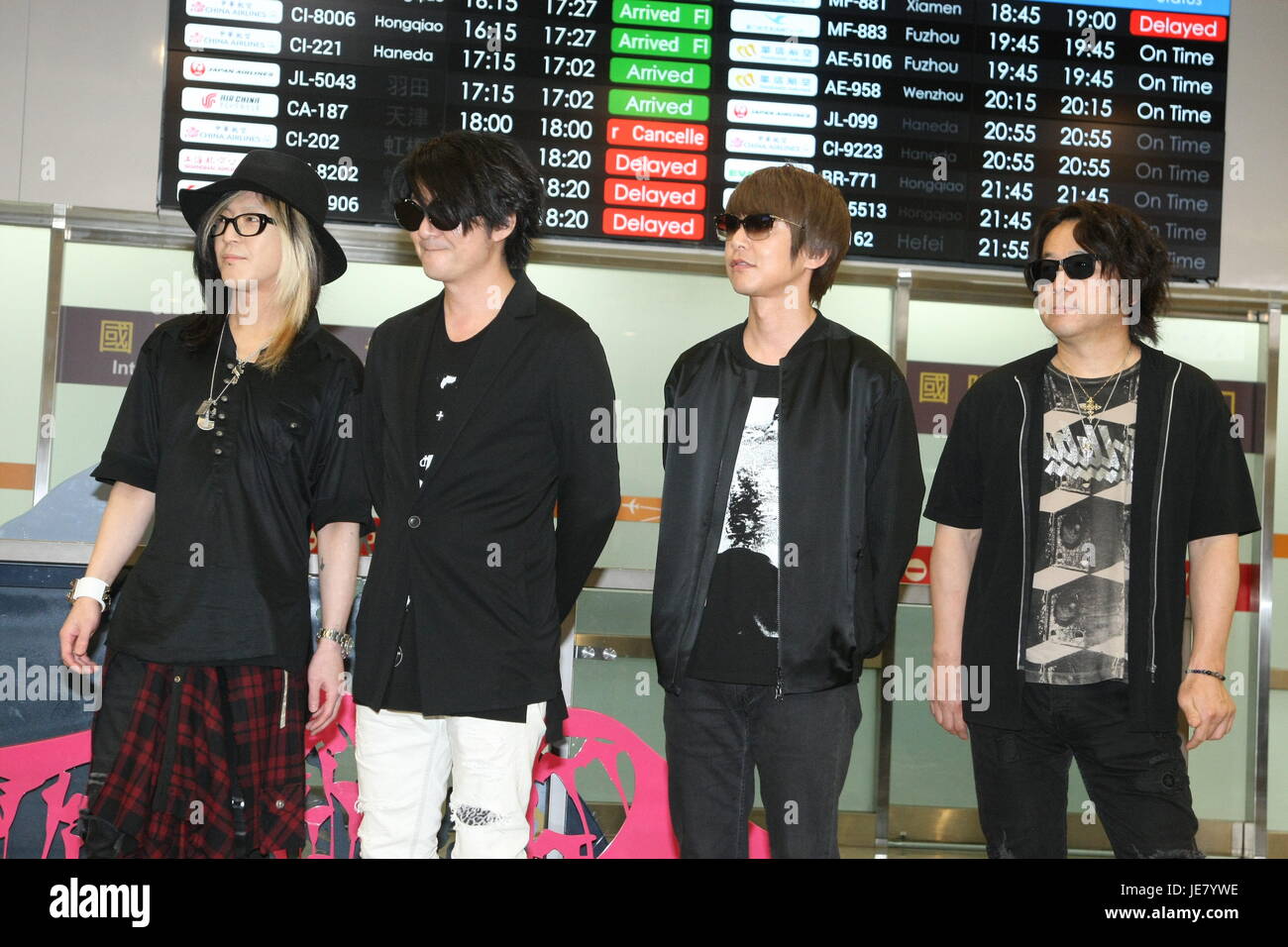 Taipei 22nd June 17 Glay S Lead Singer Teru Guitarist Hisashi Bass Player Jiro And Drummer Toshi Arrived Taiwan For The Golden Melody Awards In Taipei Taiwan China On 22th June 17 Photo By