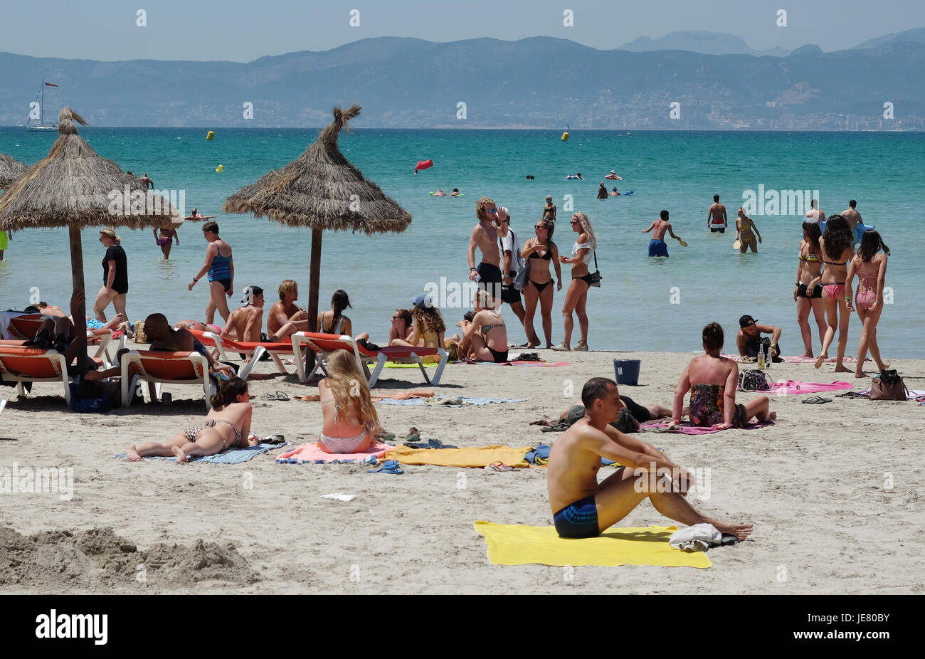 Palma De Mallorca Spain 15th June 2017 Bathers Enjoy The Good