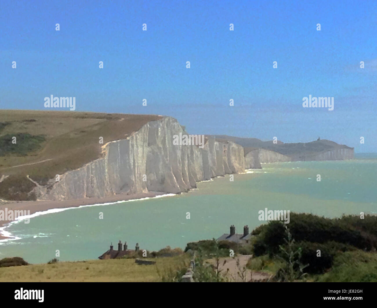 East Sussex, UK. 23rd June, 2017. Warnings have been issued after recent spate of Rockfalls along the Chalk Cliffs particularly at Seaford.. Stock Photo