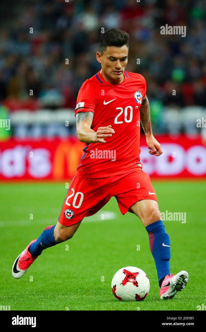 Kazan, Russia. 22nd June, 2017. Chile's Charles Aránguiz during the Group B preliminary stage soccer match between Chile and Germany at the Confederations Cup in Kazan, Russia, 22 June 2017. Photo: Christian Charisius/dpa/Alamy Live News Stock Photo