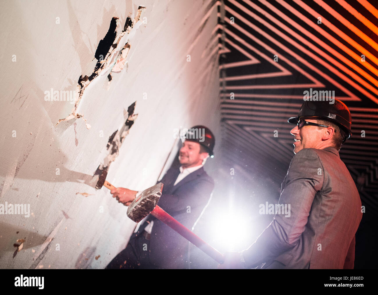 Mathias Groß (L), local head of the Pandion Real Estate GmbH, and