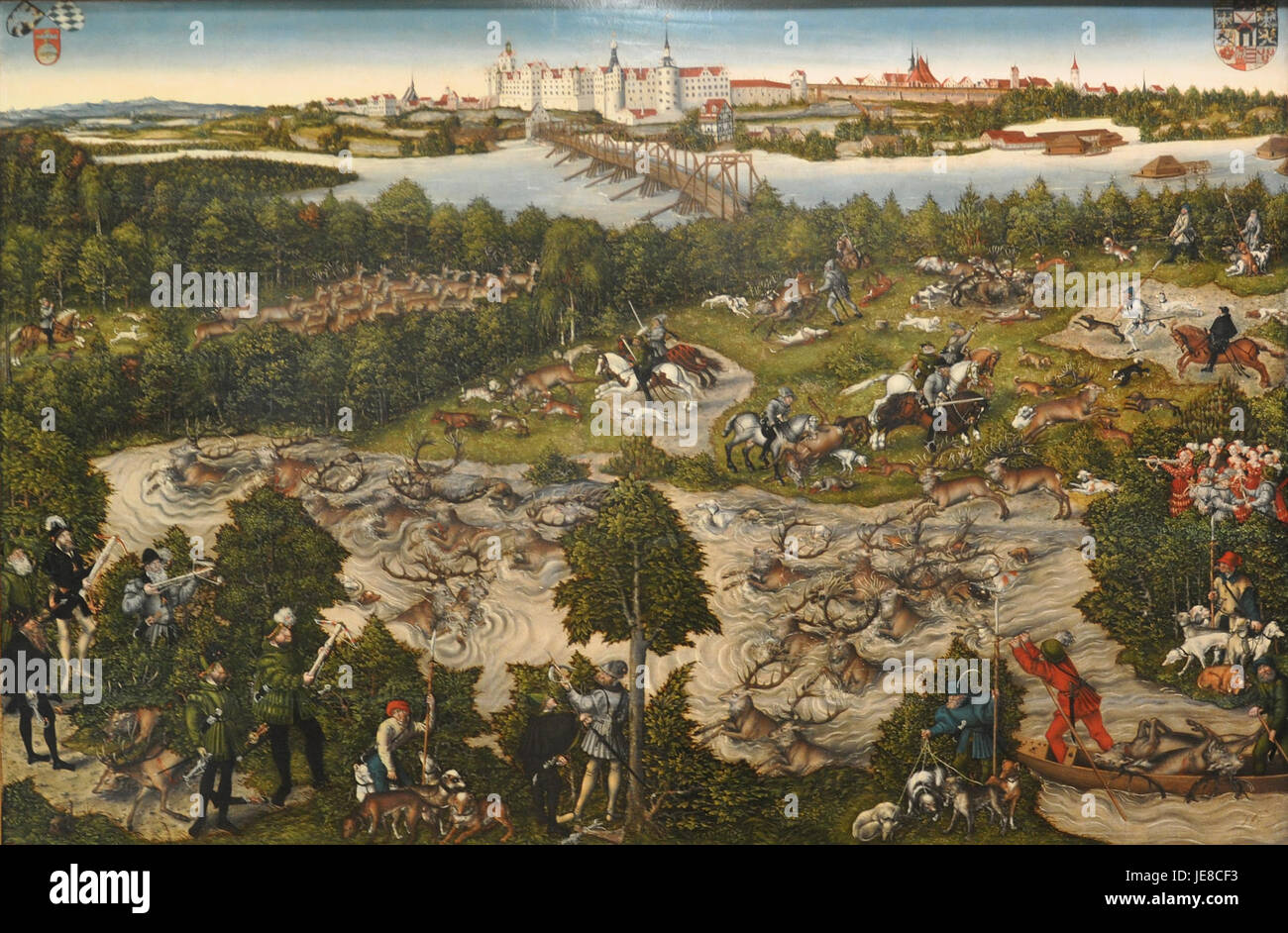 Hunting Renaissance Scene 'Hirschjagd' (The Stag Hunt) by Lucas Cranach the Younger is a ...