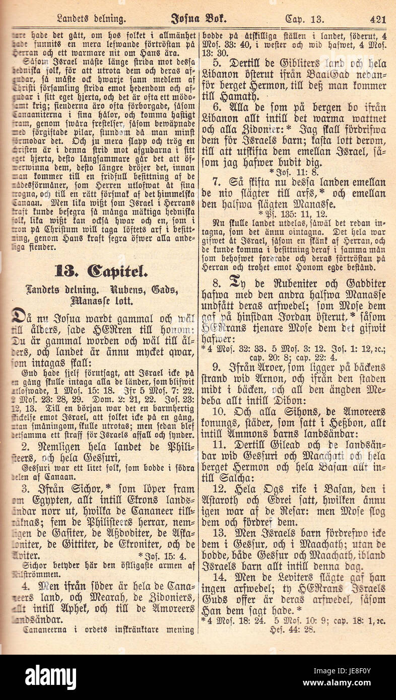 Scripture Offering Insight This page from the 1890 edition of 'Biblia Fjellstedt I' features a ...