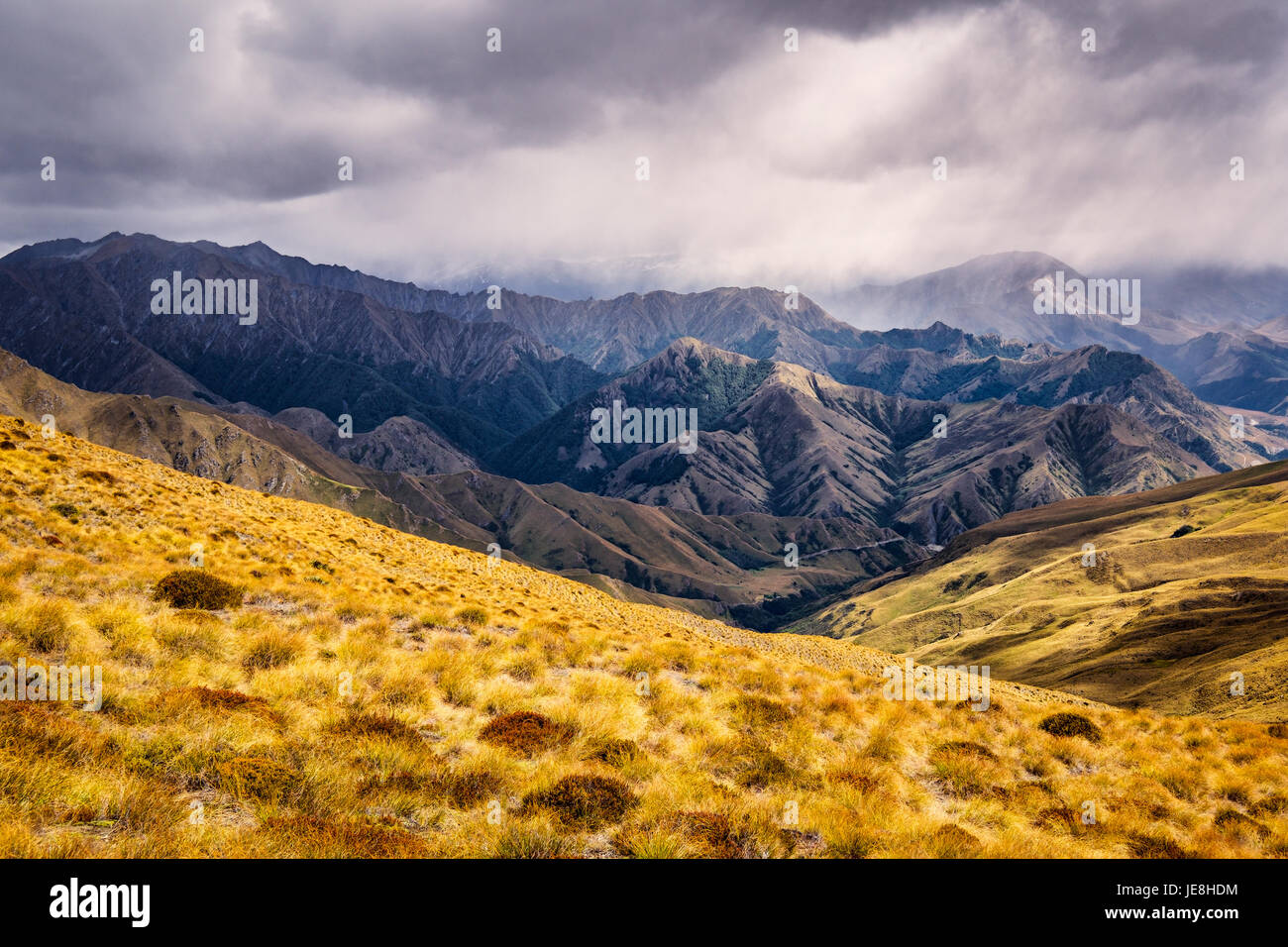 Mountain range near Queenstown, South Island of New Zealand Stock Photo