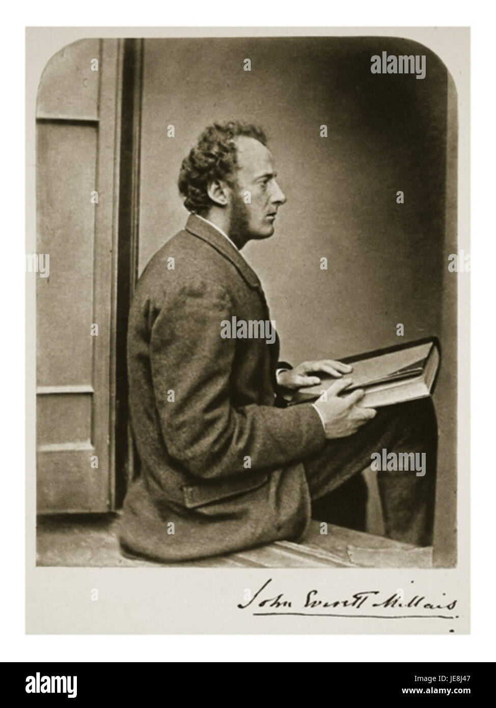 This title likely refers to an event or photograph involving Charles Lutwidge Dodgson (Lewis Carroll) and the renowned artist John Everett Millais, in 1865. The photo may capture a historical moment between the two figures. Stock Photo