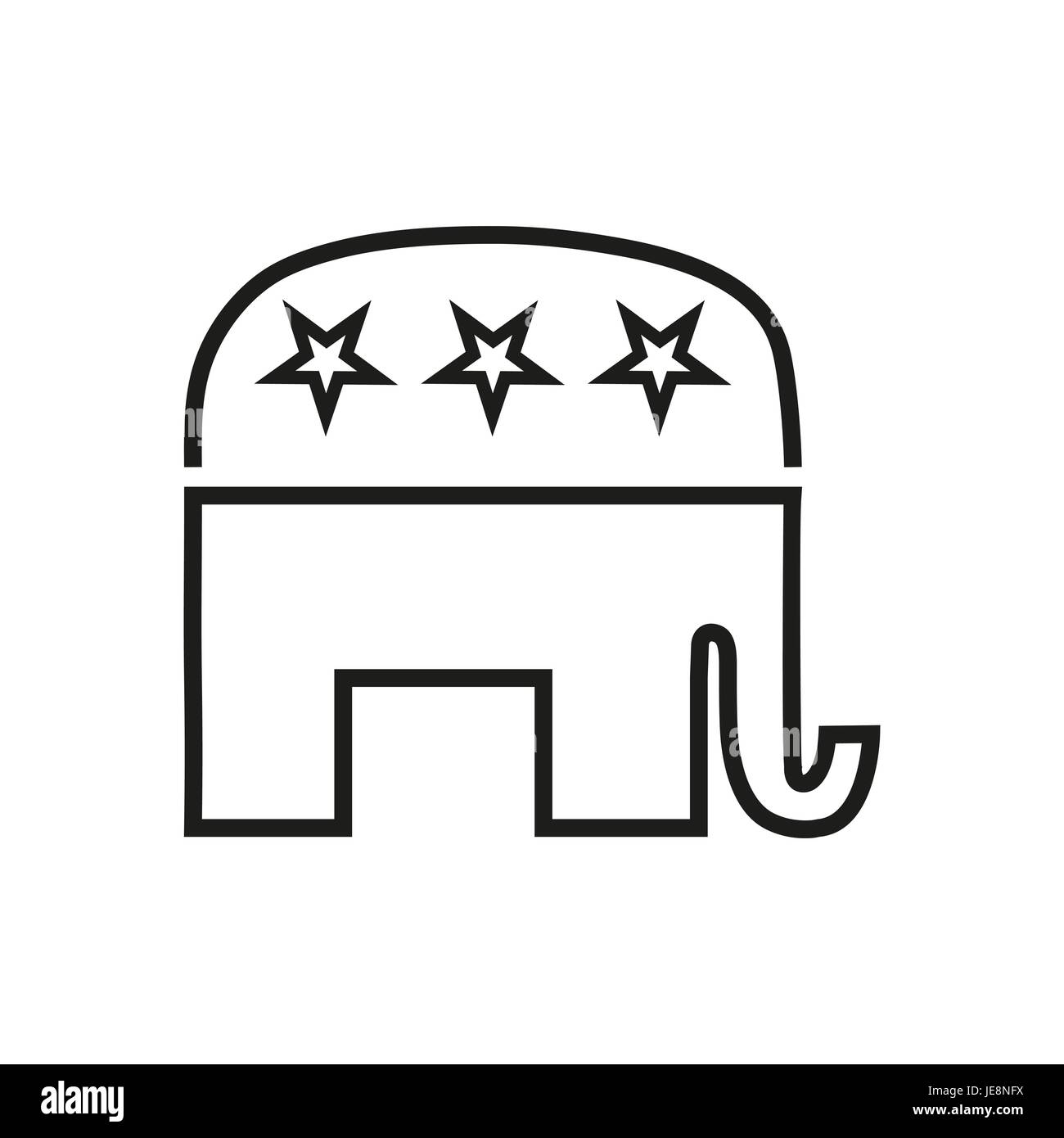 Vector illustration of the USA Republican party symbol - the elephant on white background Stock Vector