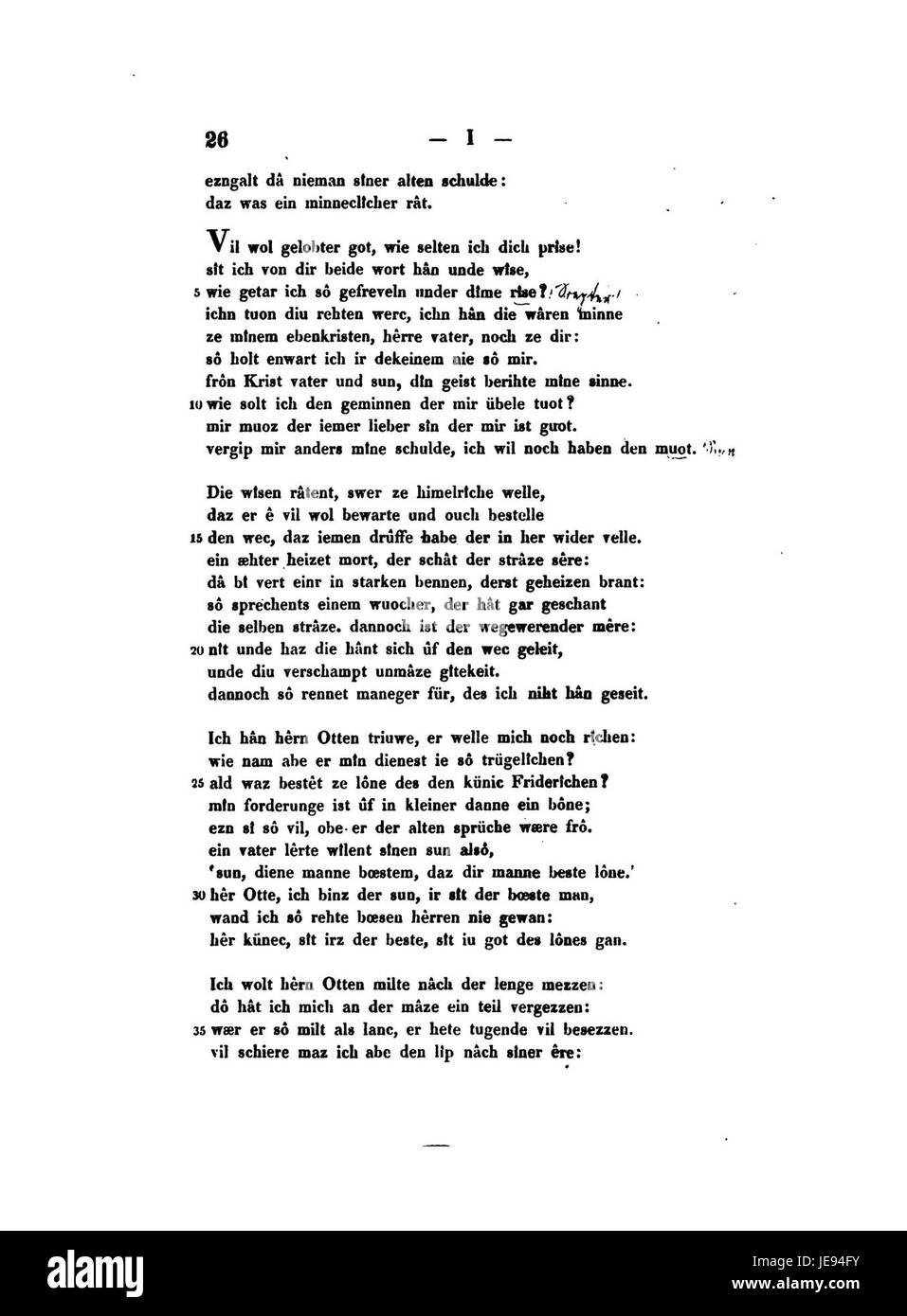 This image features a page from the poetry collection of Walther von ...