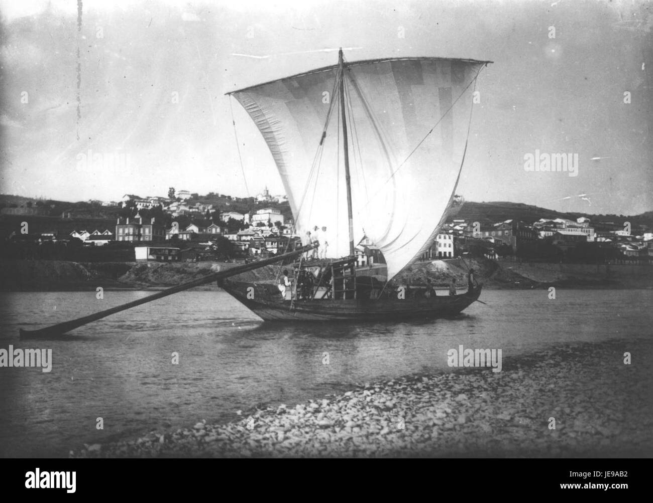 A traditional Barco Rabelo, a type of boat historically used for ...
