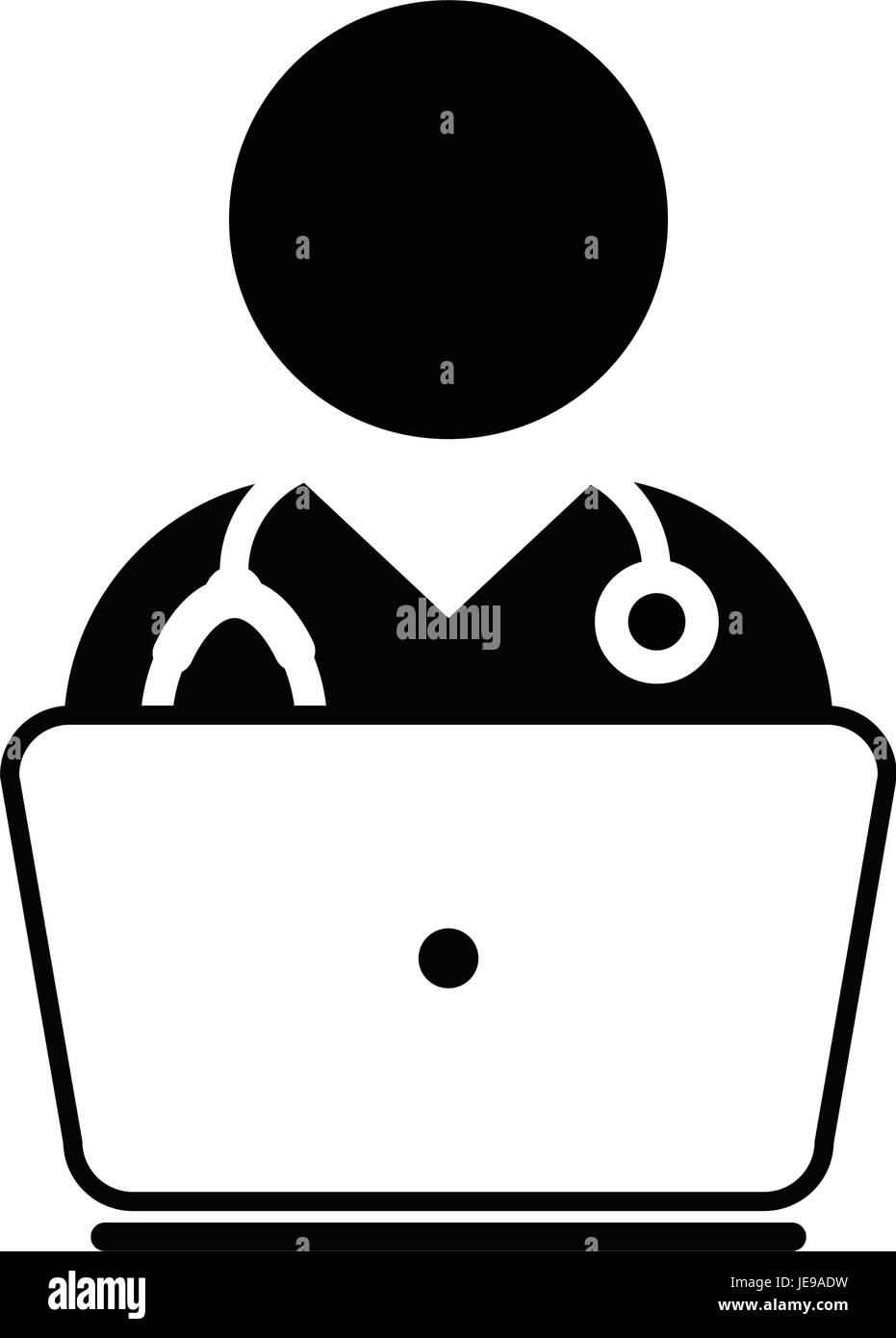 Doctor Icon Vector Online Consultation With Laptop Computer Avatar for ...